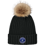 Carolina Thunder Faux Fur Pom Beanie