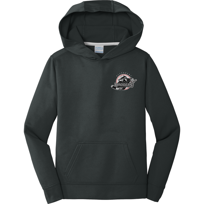 Allegheny Badgers Youth Performance Fleece Pullover Hooded Sweatshirt