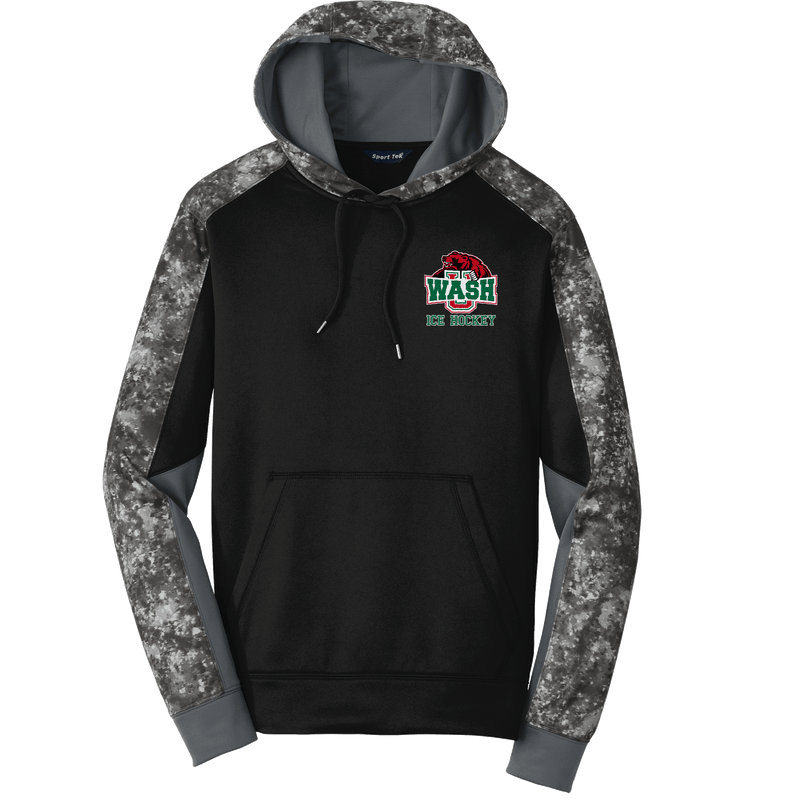 Wash U Sport-Wick Mineral Freeze Fleece Colorblock Hooded Pullover