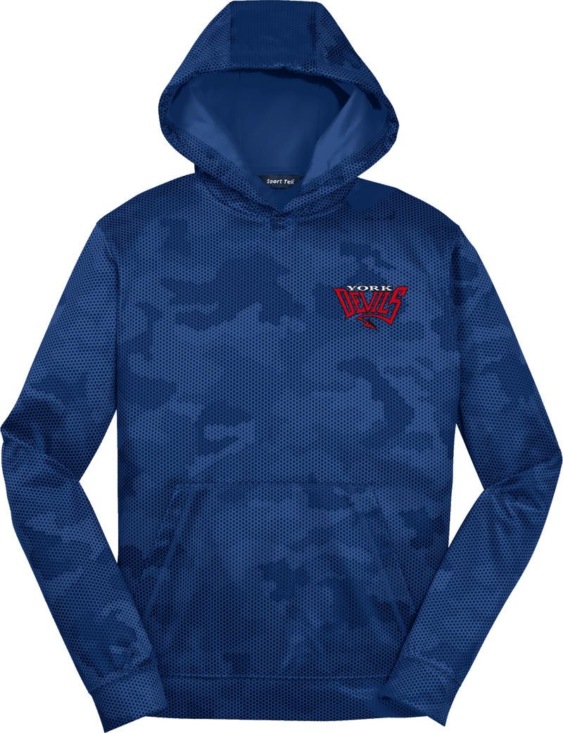 York Devils Youth Sport-Wick CamoHex Fleece Hooded Pullover