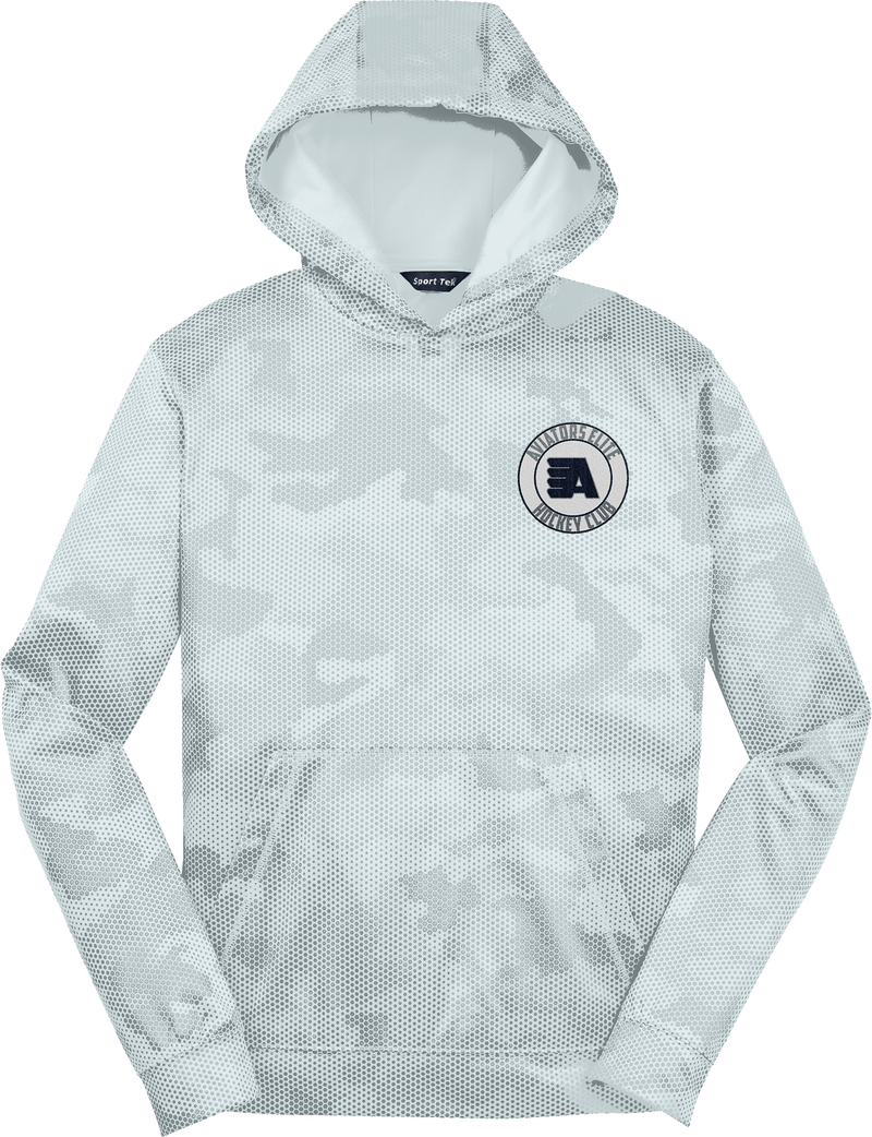 Aspen Aviators Youth Sport-Wick CamoHex Fleece Hooded Pullover